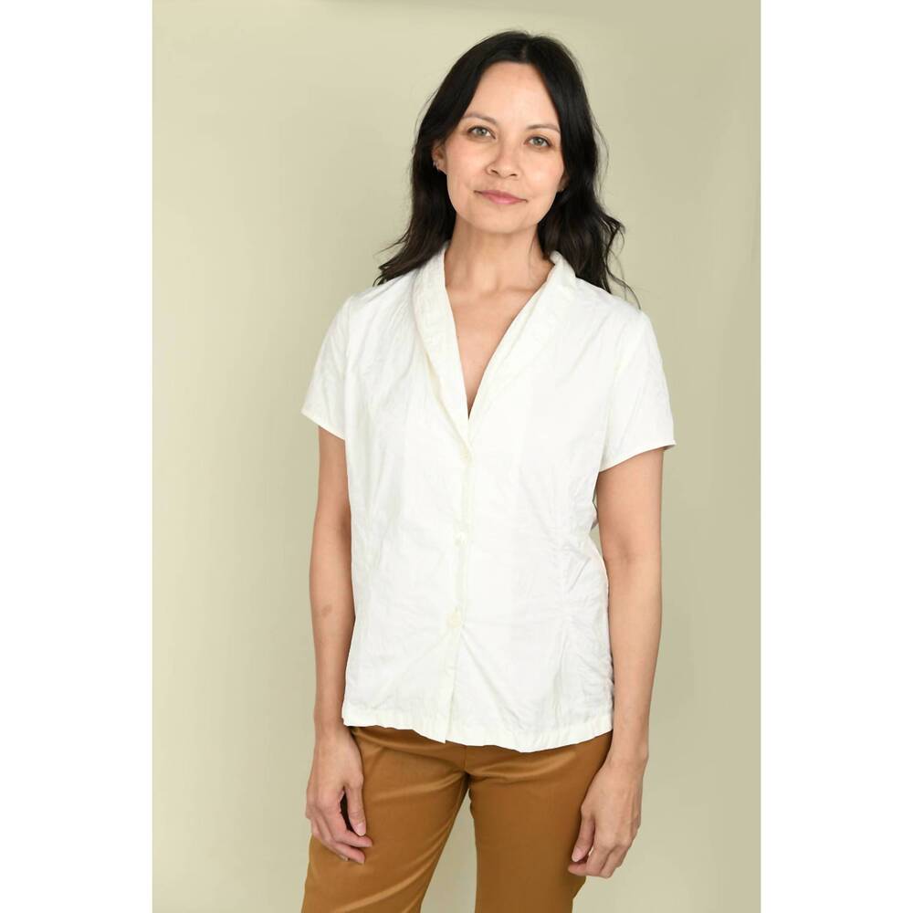NEW KATHARINA HOVMAN button-down technical taffeta blouse in crema flower